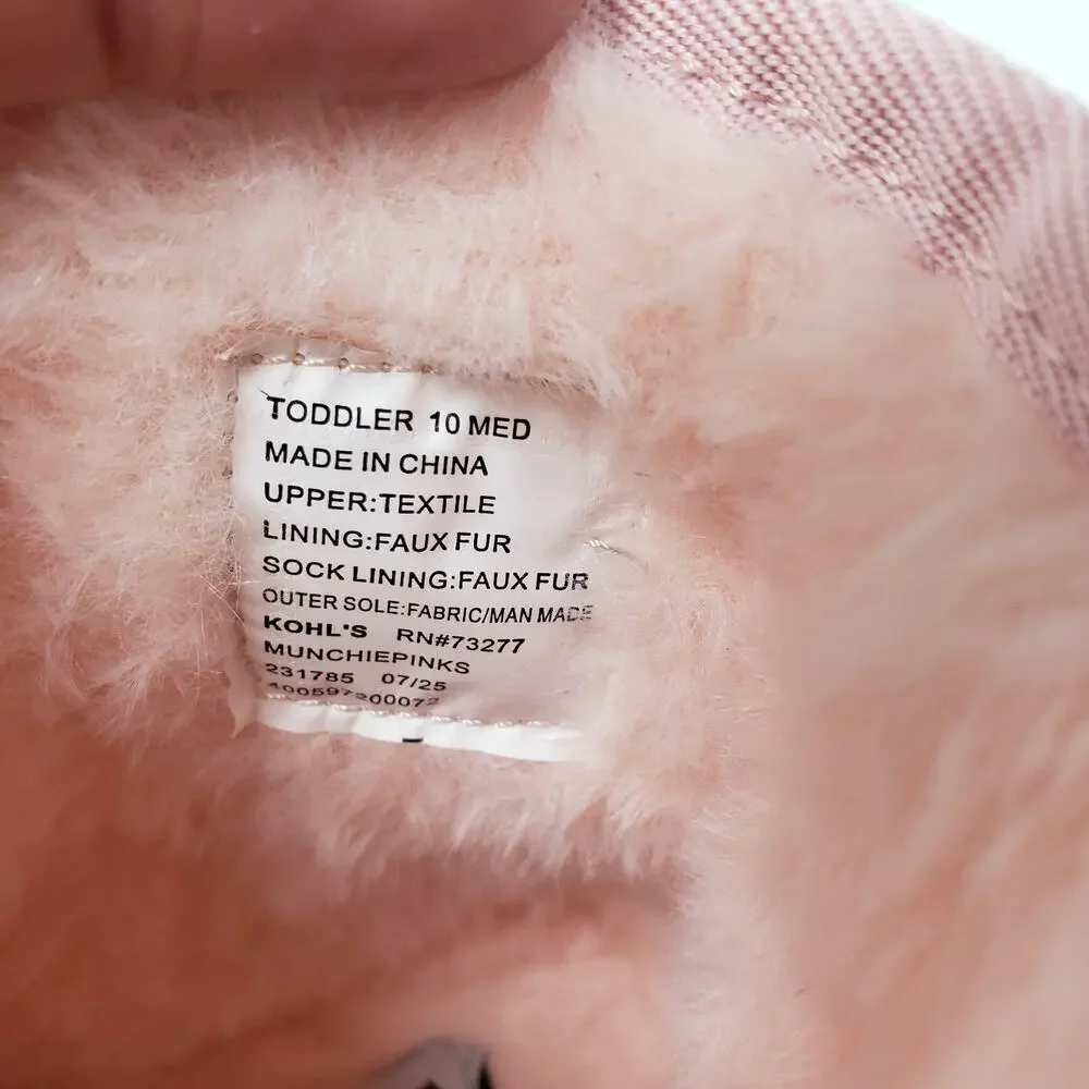 Jumping Beans Munchie Toddler Girls Sz 10 Pink Pull On Faux Fur Warm Winter Boot